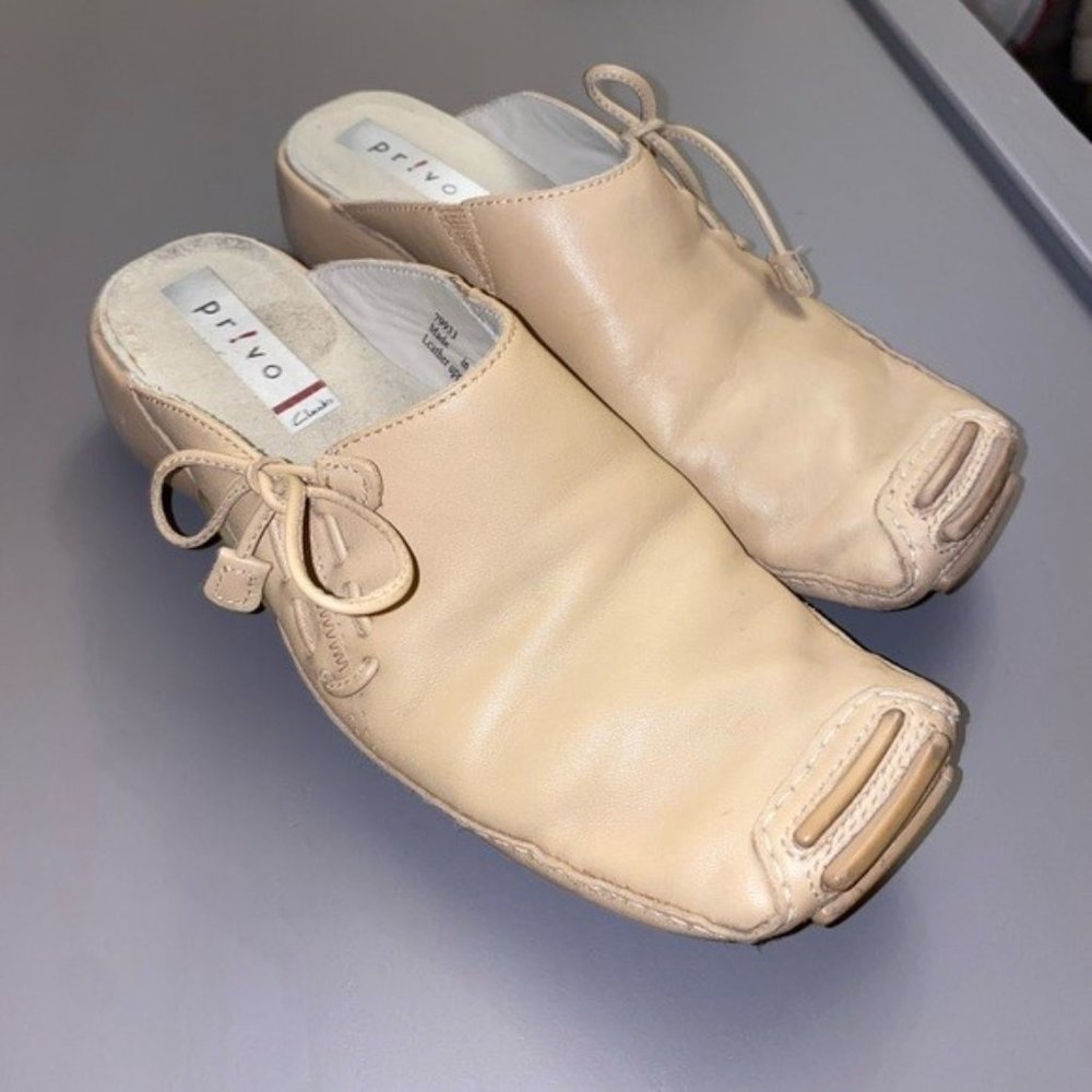 Privo by Clarks Leather Mules, Camel, Size 9.5M